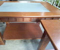 Set of 2 Matching Wood and Glass End Tables 20x20x20 Sturdy