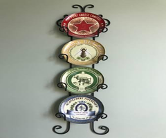 Black Metal Hanging Plate Holder for 4 Plates