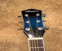 dark blue ventura electric/acoustic guitar (w/ gig bag and tuner)